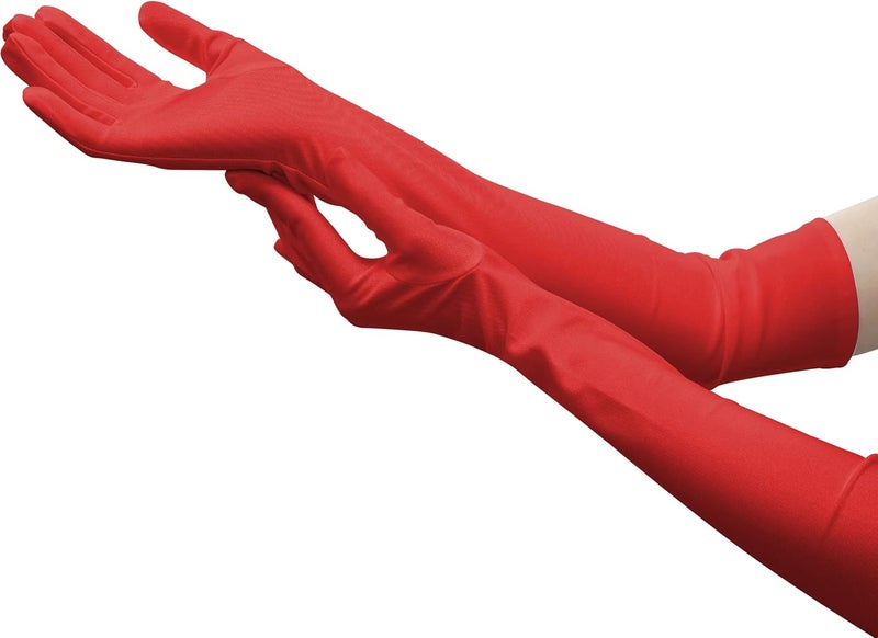 Nackiy Long Black Opera Gloves for Women, 1920s Satin Stretchy Elbow Length Party Gloves Costumes Bridal, 20inch - Image 1